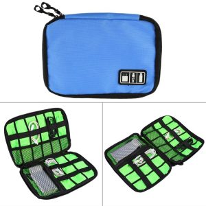 Portable Travel Organizer Storage Collection Bag Case Pouch Digital Gadget Electronic Accessories, Size: 25.7*18.5*1.2cm (Blue)
