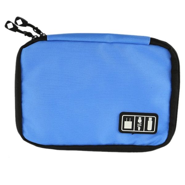 Portable Travel Organizer Storage Collection Bag Case Pouch Digital Gadget Electronic Accessories, Size: 25.7*18.5*1.2cm (Blue) - Image 2