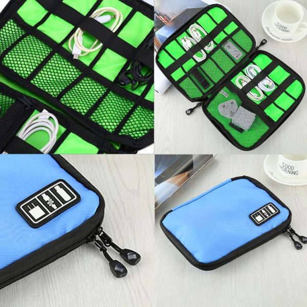 Portable Travel Organizer Storage Collection Bag Case Pouch Digital Gadget Electronic Accessories, Size: 25.7*18.5*1.2cm (Blue) - Image 5