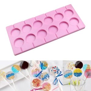 12-Capacity DIY Silicone Chocolate Molds (Lollipop Shape)