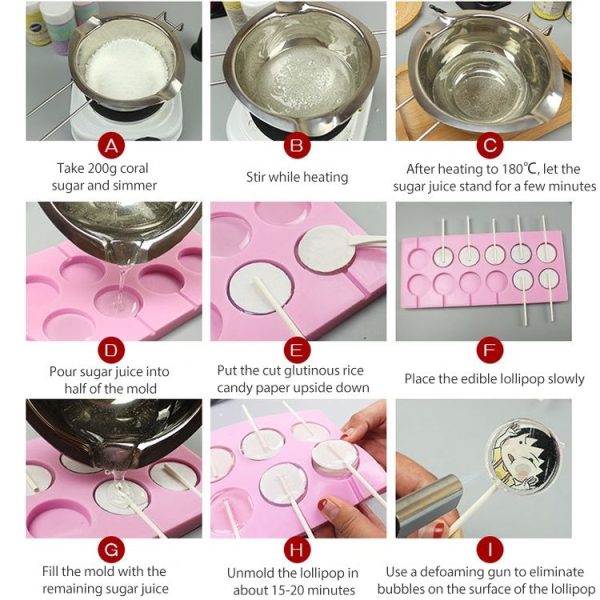 12-Capacity DIY Silicone Chocolate Molds (Lollipop Shape) - Image 3