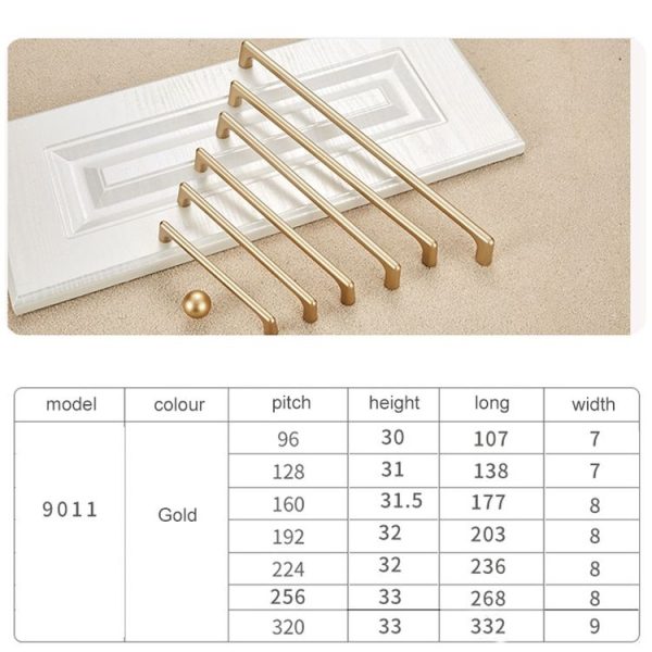 9011-256 Modern Simple Cabinet Door Handle Drawer Wardrobe Zinc Alloy Handle (Gold) - Image 4
