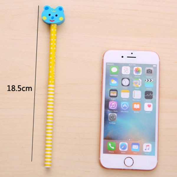 10pcs Creative Stationery Cartoon Animals Series Wooden HB Pencil with Eraser Children Pencils For Kids School Office Supply, Random Color Delivery - Image 3