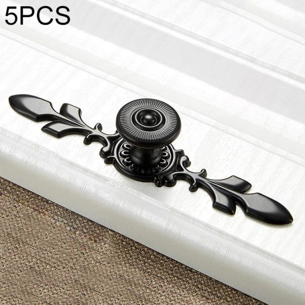 5 PCS 6037-121 Simple Cabinet Door Handle Drawer Wardrobe Zinc Alloy Handle (Black)