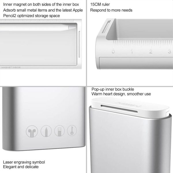 Original Xiaomi MIIIW Aluminum Alloy Pencil Case Student Office Supplies (Silver) - Image 4