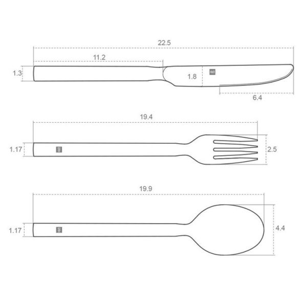 3 in 1 Original Xiaomi Youpin Huohou Stainless Steel Cutlery Knives Forks Spoons Tableware Set - Image 3