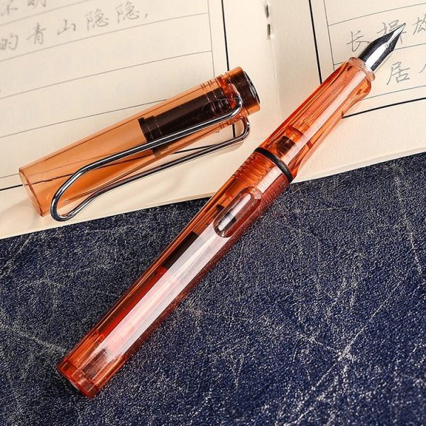 3 PCS School Office Extra Fine Titanium Alloy Nib Transparent Piston Fountain Pen (Black), Random Delivery (0.5mm / 0.38mm Nib) - Image 2