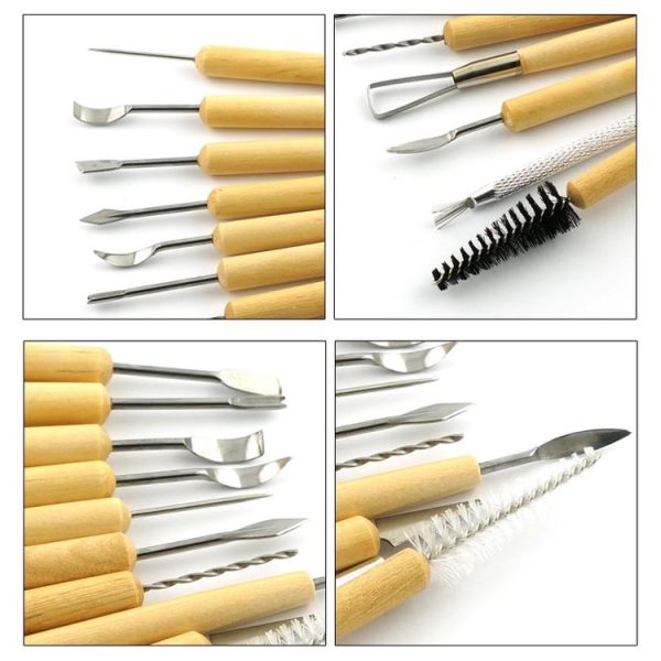 11 in 1 Wooden DIY Clay Cutter Pottery Clay Sculpture Utility Knife Set - Image 5