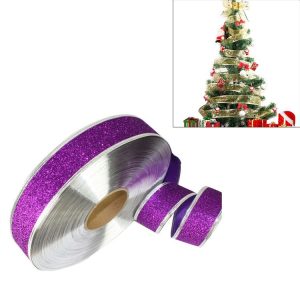 2m Christmas Party Decoration Glitter Powder Christmas Tree Decoration Ribbon (Purple)