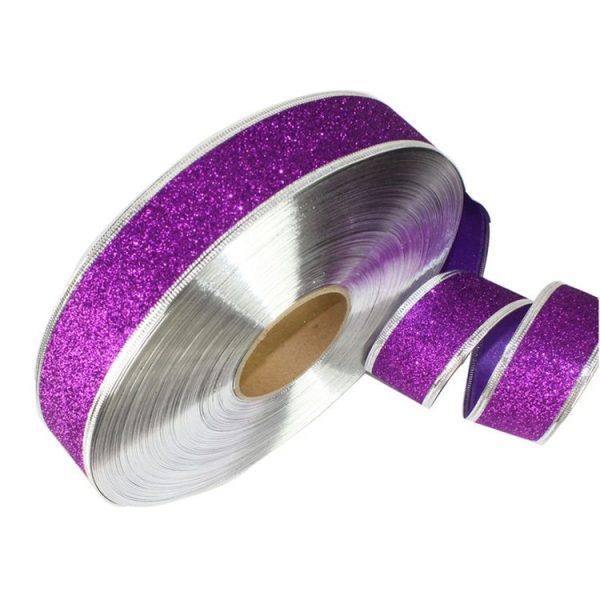2m Christmas Party Decoration Glitter Powder Christmas Tree Decoration Ribbon (Purple) - Image 2
