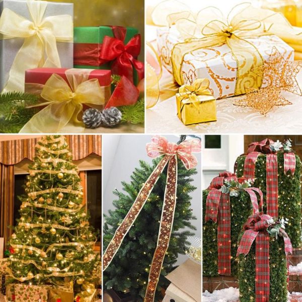 2m Christmas Party Decoration Glitter Powder Christmas Tree Decoration Ribbon (Purple) - Image 7