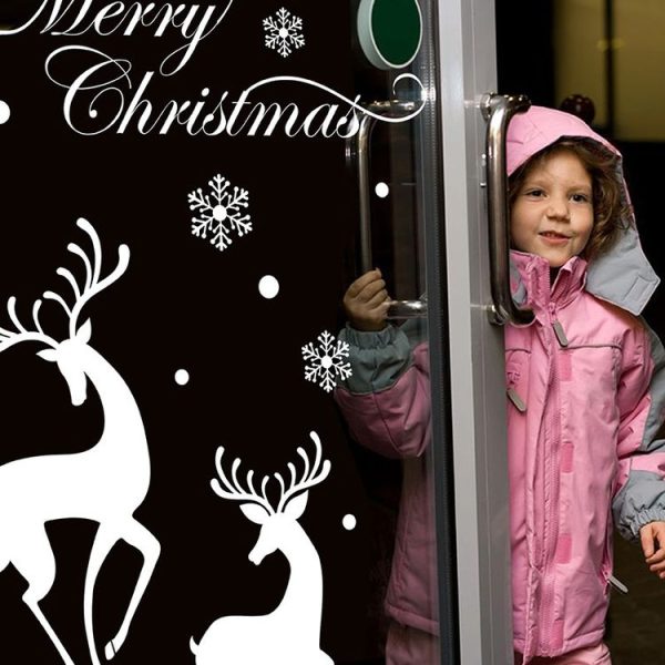 White Snow Reindeer Window Glass Door Removable Christmas Wall Sticker Decoration - Image 5
