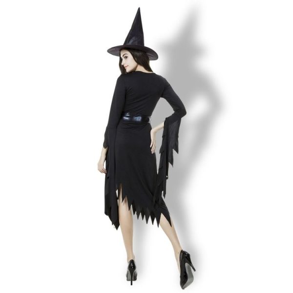 Black Irregular Long Skirt Exit Halloween Costume Cosplay Show Witchcraft Dress, M, Chest: 88cm, Waistline: 72cm, Skirt Length: 108cm - Image 3