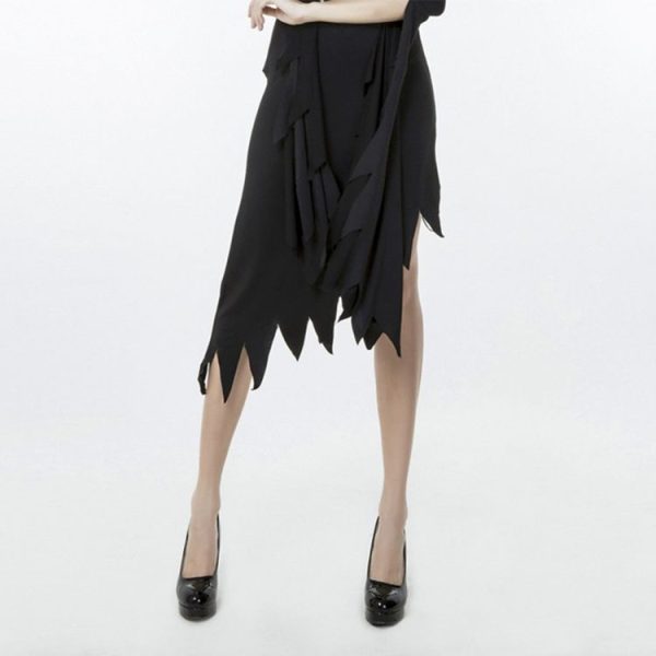 Black Irregular Long Skirt Exit Halloween Costume Cosplay Show Witchcraft Dress, M, Chest: 88cm, Waistline: 72cm, Skirt Length: 108cm - Image 5