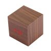 Wood Clock Desk Table LED Digital Display Alarm Clock with Time & Date & Temperature Display (Brown) - Image 2