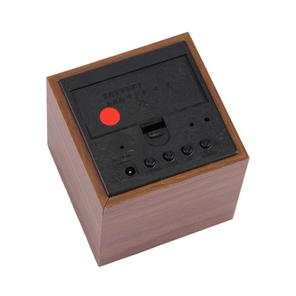 Wood Clock Desk Table LED Digital Display Alarm Clock with Time & Date & Temperature Display (Brown) - Image 4