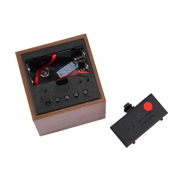 Wood Clock Desk Table LED Digital Display Alarm Clock with Time & Date & Temperature Display (Brown) - Image 6