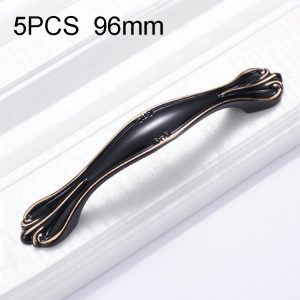 5 PCS 6600-96 Cabinet Wardrobe Drawer Zinc Alloy Handle (Black)