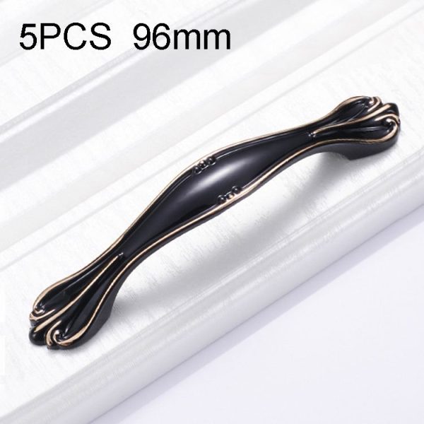 5 PCS 6600-96 Cabinet Wardrobe Drawer Zinc Alloy Handle (Black)
