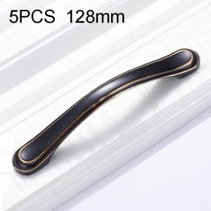 5 PCS 6612-128 Cabinet Wardrobe Drawer Zinc Alloy Handle (Black)