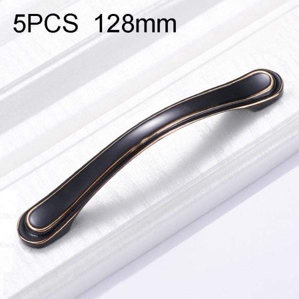 5 PCS 6612-128 Cabinet Wardrobe Drawer Zinc Alloy Handle (Black)