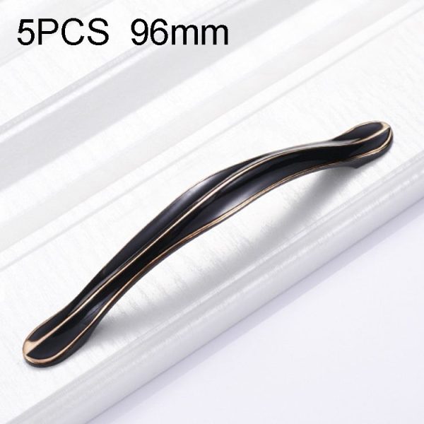 5 PCS 6596-96 Cabinet Wardrobe Drawer Zinc Alloy Handle (Black)