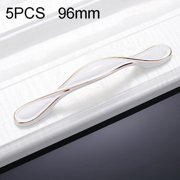 5 PCS 6582-96 Cabinet Wardrobe Drawer Zinc Alloy Handle (White)