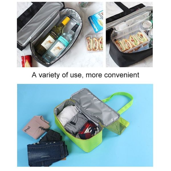 Portable Double Layer Mesh Sport Duffel Beach Picnic Shoulder Storage Bag Handbag (Black) - Image 5