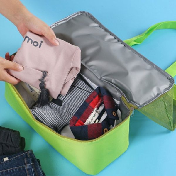Portable Double Layer Mesh Sport Duffel Beach Picnic Shoulder Storage Bag Handbag (Black) - Image 6