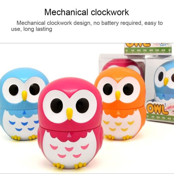 Owl Shape 60 Minutes Mechanical Kitchen Cooking Count Down Alarm Timer Home Decorating Gadget, Random Color Delivery - Image 7