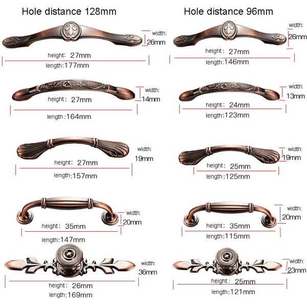 6029-96 Solid Wood Furniture Cabinet Handle Red Bronze Handles - Image 3