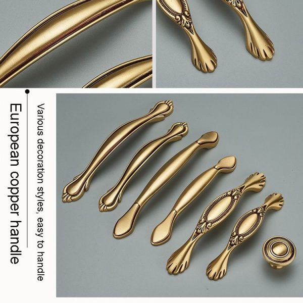 1020 Pure Copper Solid Thickening Cabinet Wardrobe Handle - Image 3