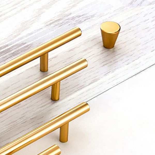 9001 Simple Furniture Cabinet Handle Aluminum Profile Round Handle (Gold) - Image 3