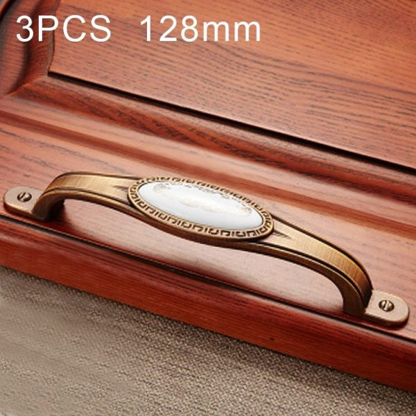 3 PCS 5008-128 Cabinet Zinc Alloy Retro Handle Coffee Cat Eye Handle (Coffee Classical Gold)