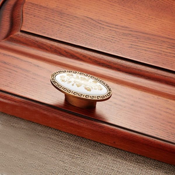 5 PCS 5008 Cabinet Zinc Alloy Retro Handle Coffee Cat Eye Handle (Coffee Fake Gold Flower) - Image 2