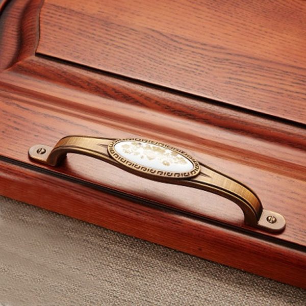 3 PCS 5008-128 Cabinet Zinc Alloy Retro Handle Coffee Cat Eye Handle (Coffee Fake Gold Flower) - Image 2