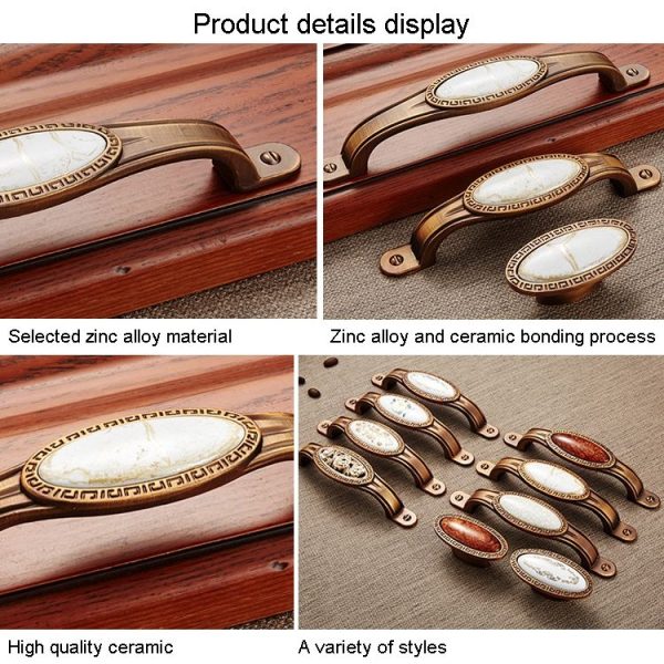 3 PCS 5008-128 Cabinet Zinc Alloy Retro Handle Coffee Cat Eye Handle (Coffee Fake Gold Flower) - Image 3