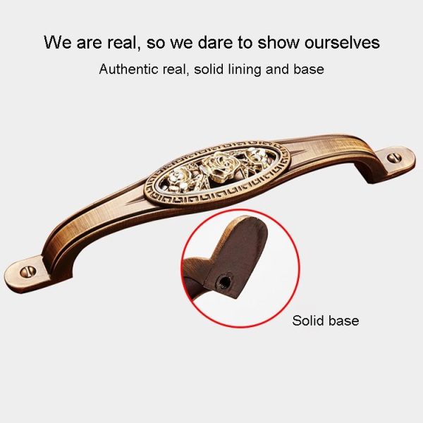 3 PCS 5008-128 Cabinet Zinc Alloy Retro Handle Coffee Cat Eye Handle (Coffee Fake Gold Flower) - Image 4