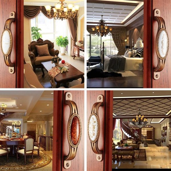 3 PCS 5008-128 Cabinet Zinc Alloy Retro Handle Coffee Cat Eye Handle (Coffee Fake Gold Flower) - Image 7
