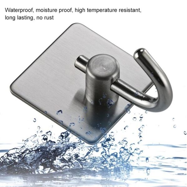 MYD-1037 304 Stainless Steel Sticky Hook Kitchen Bathroom Multi-functional Hole Free Wall Mount Holder - Image 3