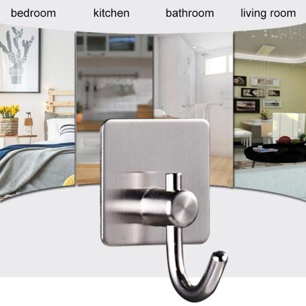 MYD-1037 304 Stainless Steel Sticky Hook Kitchen Bathroom Multi-functional Hole Free Wall Mount Holder - Image 8