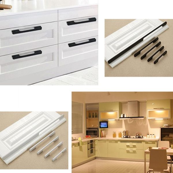 2049-500 Drawer Cabinet Door Aluminum Alloy Handle Straight Door Handle (Black) - Image 6