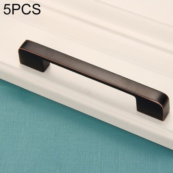 5 PCS 6613-96 Simple Cabinet Door Handle Drawer Wardrobe Zinc Alloy Handle (Black Red)