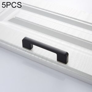 5 PCS 6613-96 Simple Cabinet Door Handle Drawer Wardrobe Zinc Alloy Handle (Black)