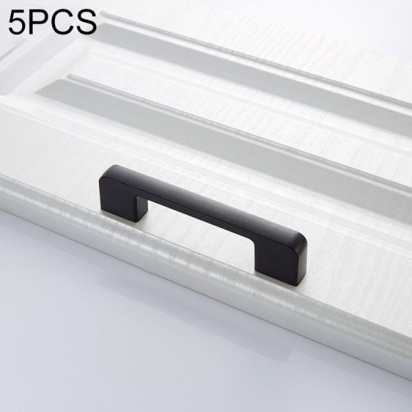 5 PCS 6613-96 Simple Cabinet Door Handle Drawer Wardrobe Zinc Alloy Handle (Black)