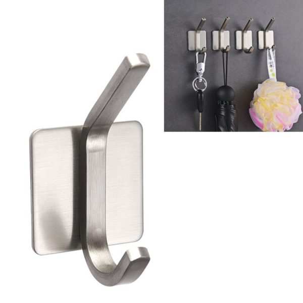 Stainless Steel Long Tailed Clothes Hook Bathroom Non-perforated Storage Rack