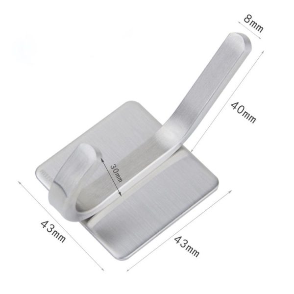 Stainless Steel Long Tailed Clothes Hook Bathroom Non-perforated Storage Rack - Image 3