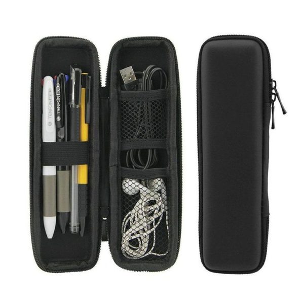 Multi-function Stationery Earphone Data Cable Storage Box Protective Bag (Black)