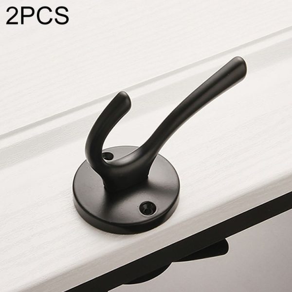 2 PCS Hook-02 Aluminum Alloy Wall Hanging Key Receiving Hanging Hook (Black)
