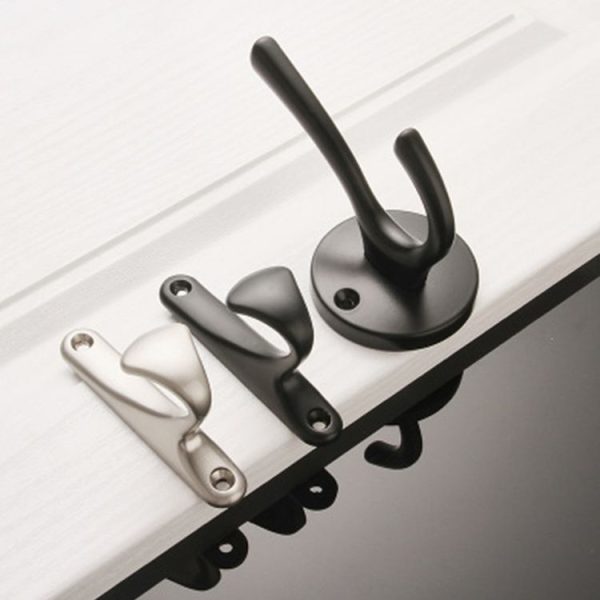 2 PCS Hook-02 Aluminum Alloy Wall Hanging Key Receiving Hanging Hook (Black) - Image 7